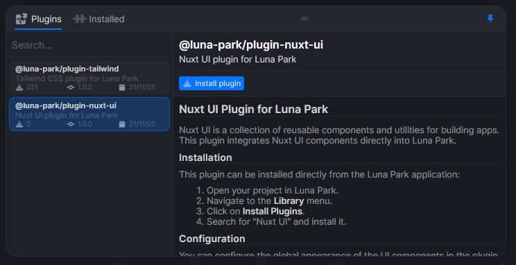 Installing a plugin