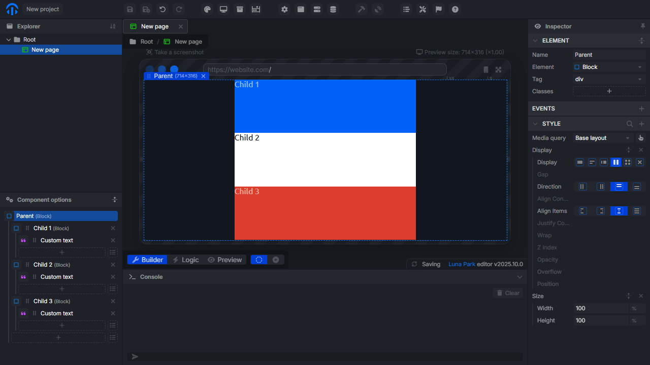 Conteneur en flex avec direction, justify et align