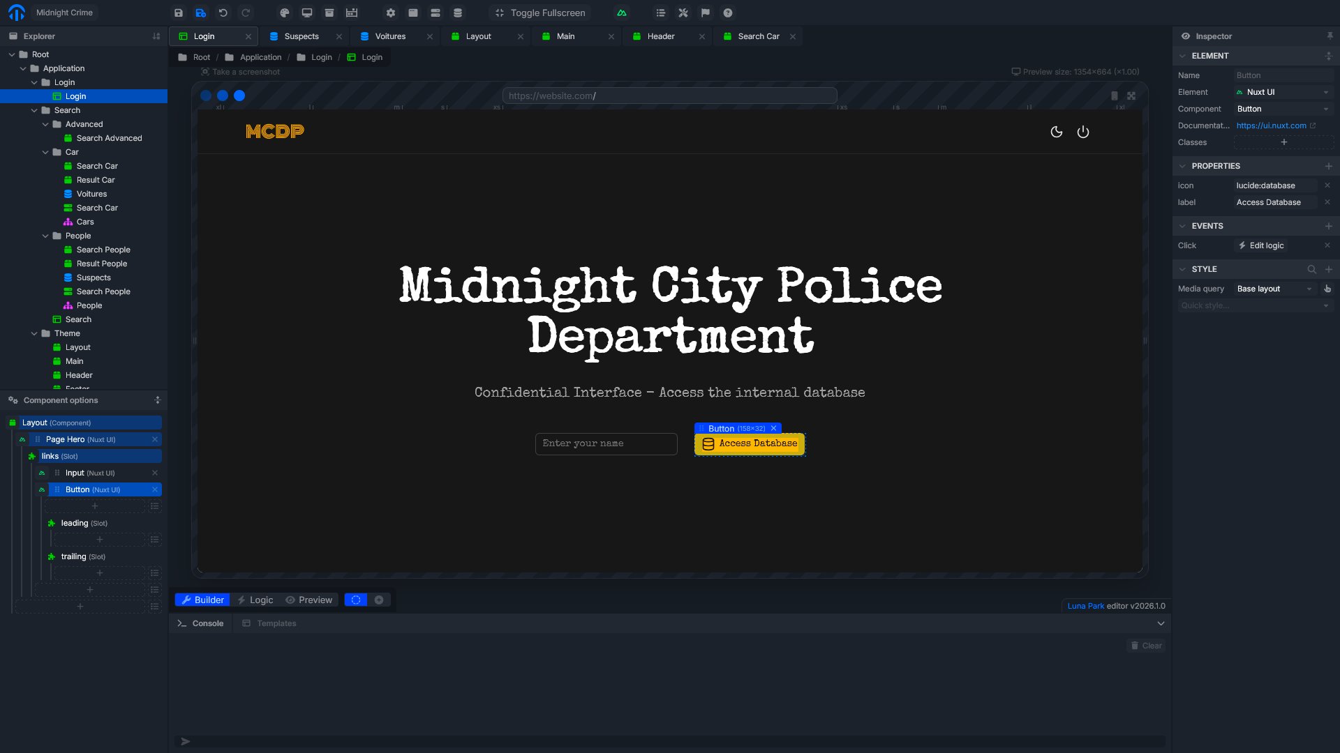 Page editor screenshot